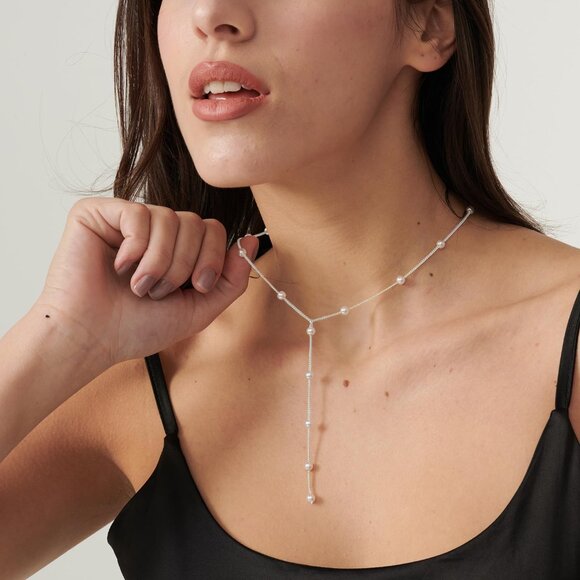 ⚡Pearl Necklace for Women 14K Gold plated White Silver plated Dainty accessories - Picture 2 of 7